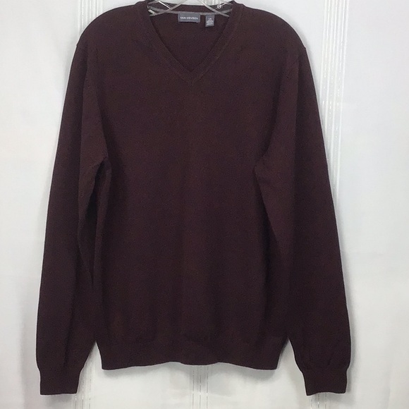 Van Heusen Other - Van Heusen Maroon Cotton Blend Knit V-Neck Sweater